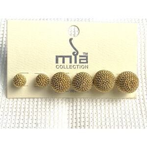 Mia Collection Set of 3 Gold-Toned Studded Ball Post Earrings